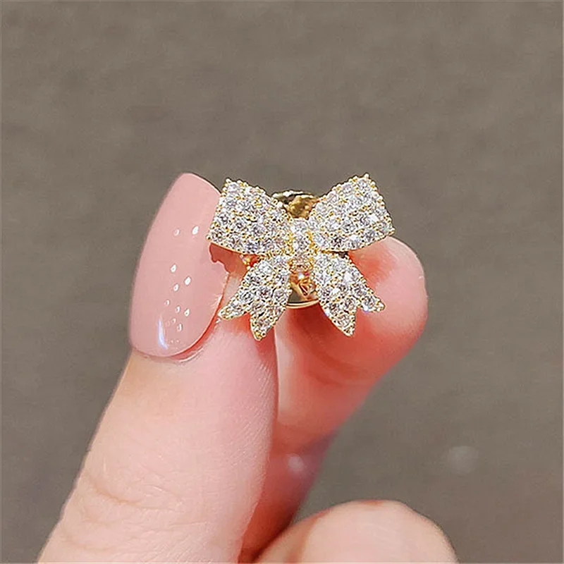 Broszka dekoracyjna mini – metalowe przypinki do ubrań i swetrów Full diamond bow