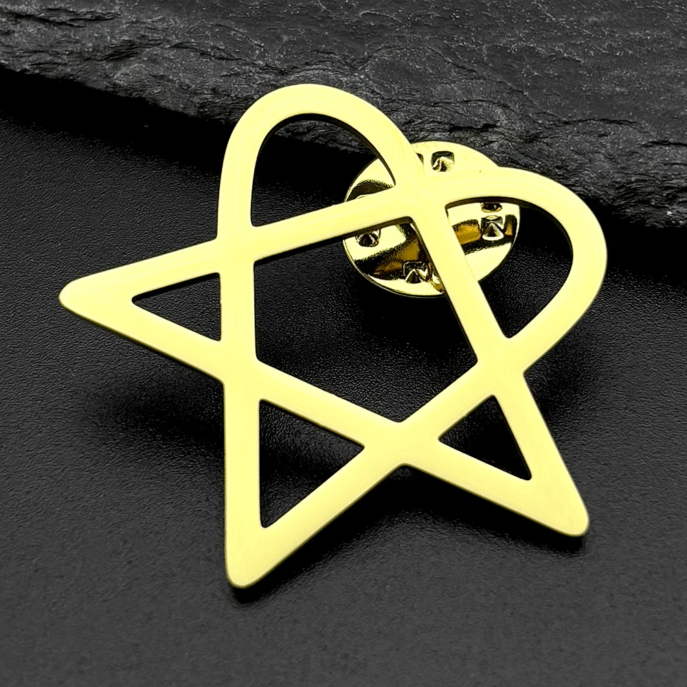 Broszka Heartagram gotycka ze stali nierdzewnej A
