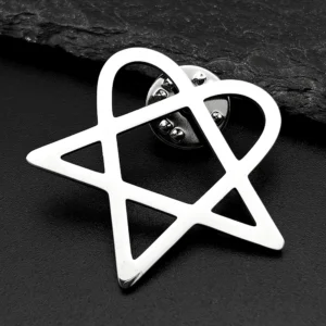 Broszka Heartagram gotycka ze stali nierdzewnej B