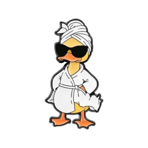 Broszka kaczka spa - urocza emaliowana przypinka Qhxz5888