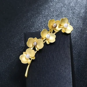 Broszka z orchideą i perłami w stylu chińskim, elegancki dodatek 01