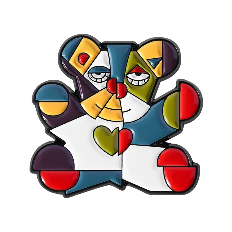 Broszki emaliowane z kotami i psami — geometryczna sztuka abstrakcyjna Imitacja rodowana
