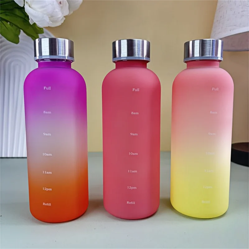 Butelka motywacyjna 550 ml z oznacznikiem czasu, matowa, bez BPA Ciemny szary