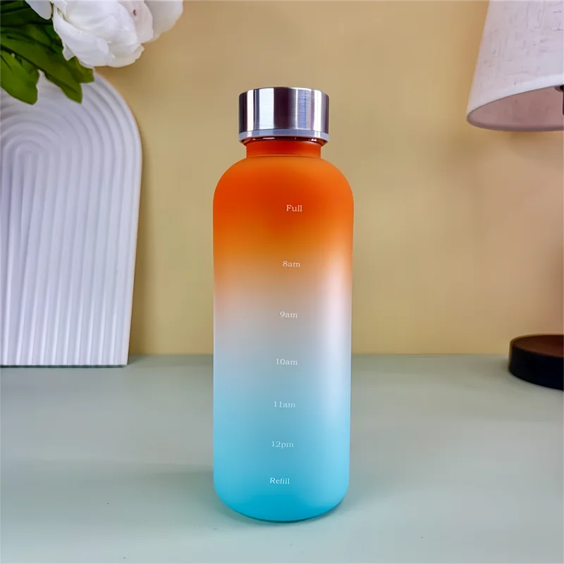 Butelka motywacyjna 550 ml z oznacznikiem czasu, matowa, bez BPA Fioletowy
