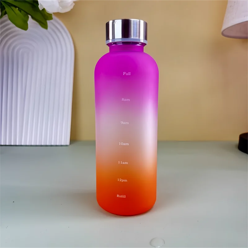 Butelka motywacyjna 550 ml z oznacznikiem czasu, matowa, bez BPA Różowy