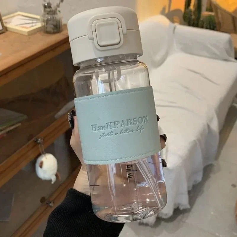 Butelka na wodę 500 ml ze słomką, szczelna, przenośna Zielony