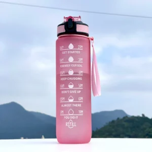 Butelka na wodę ze słomką 1000 ml szczelna zestaw do sportu Czerwony