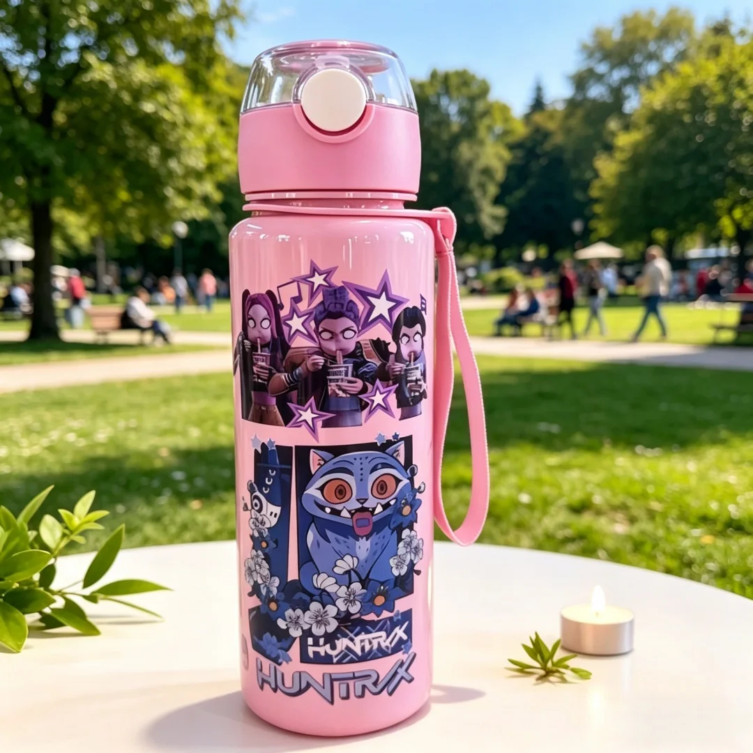 Butelka ze słomką dla dzieci z motywem kreskówkowym 650 ml Wielo