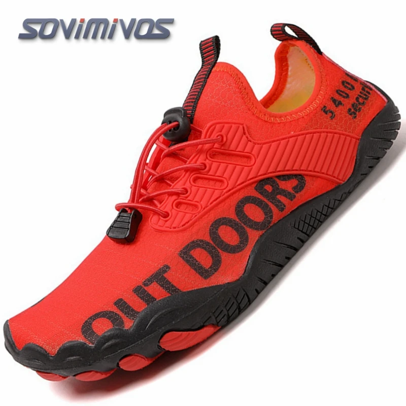 Buty barefoot do biegania i wody - lekkie sneakersy unisex Czerwony