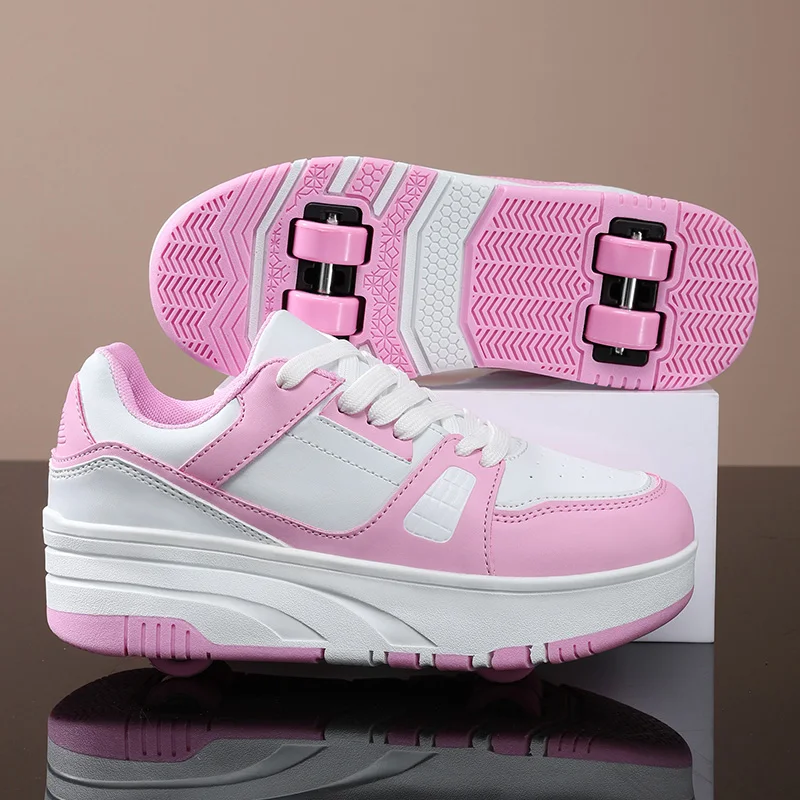 Buty na kółkach dla dzieci - trampki rolki 2w1 Różowy