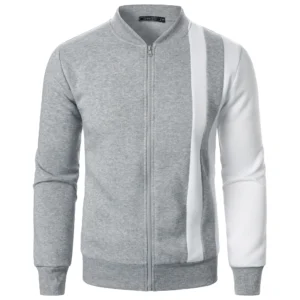 Casualowa kurtka męska z polarem, zapinana na zamek Lightgray