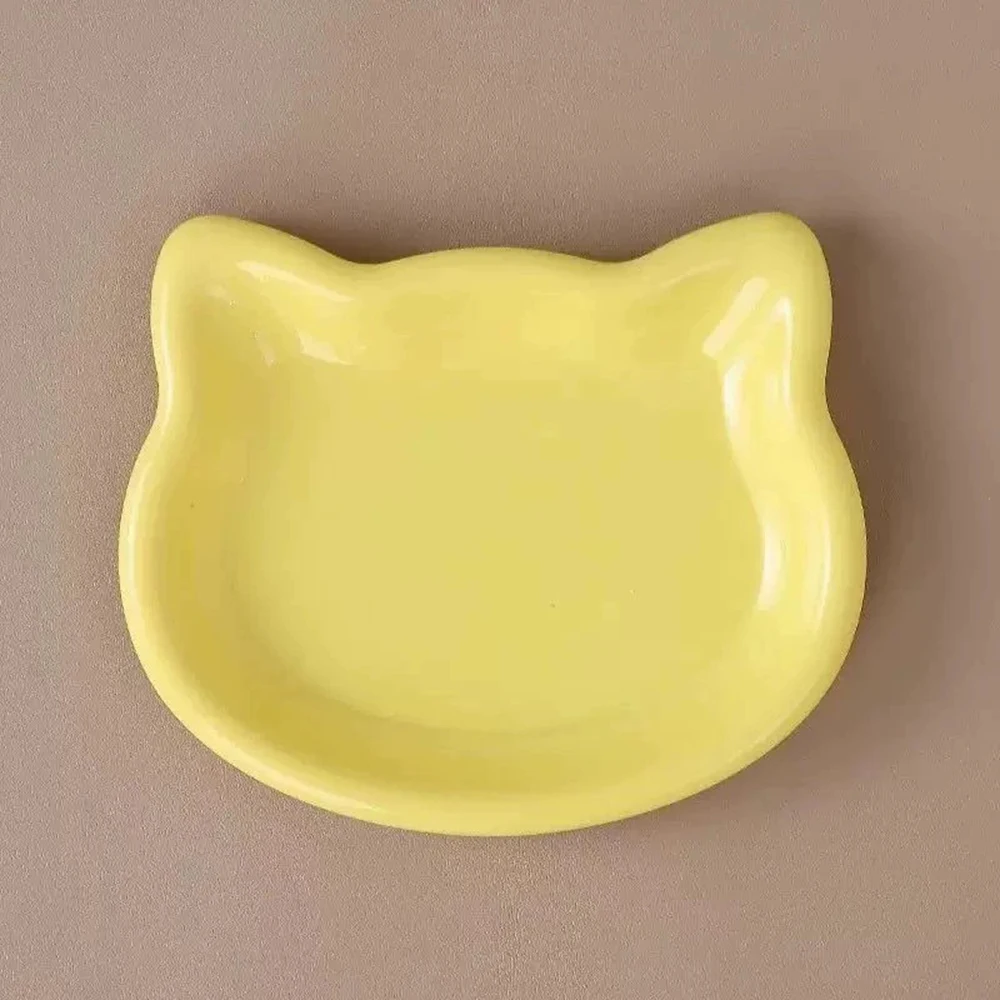 Ceramiczna miska dla kota w pastelowym kolorze z antypoślizgowym dnem żółty
