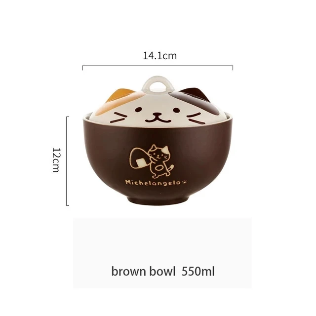Ceramiczna miska na zupę Kot z pokrywką 550 ml Czarny