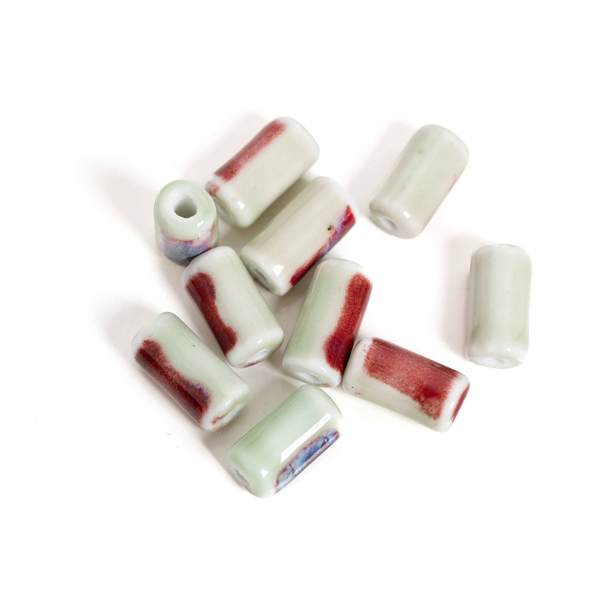 Ceramiczne koraliki cylindryczne do biżuterii DIY — zestaw 10 szt. żółty