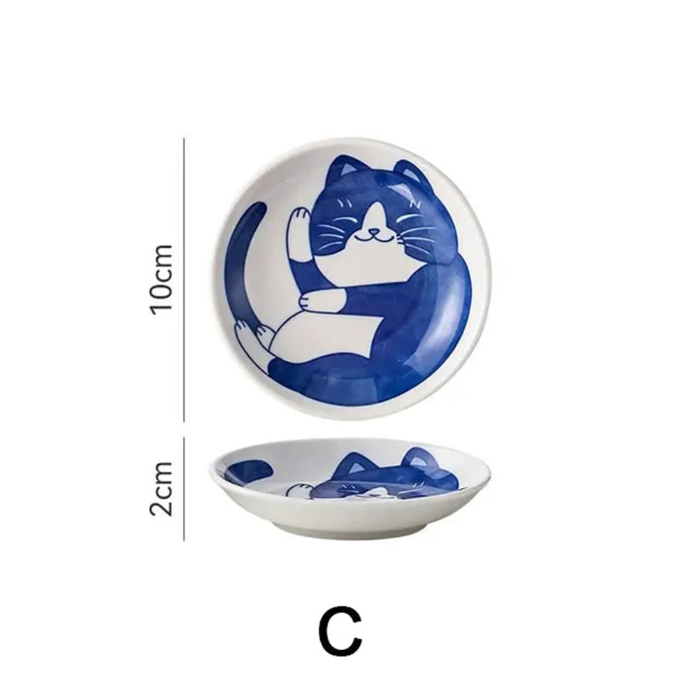 Ceramiczne naczynka na sos Kot szczęścia - sushi Biały
