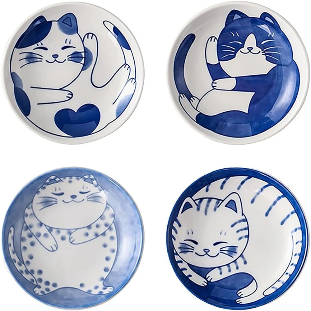 Ceramiczne naczynka na sos Kot szczęścia - sushi Brązowy