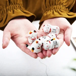 Ceramiczne podstawki na pałeczki Lucky Cat - zestaw 5 sztuk Czarny