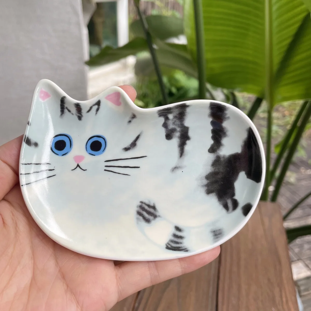 Ceramiczny dipek w kształcie kota - miseczka na sosy Ciemny szary