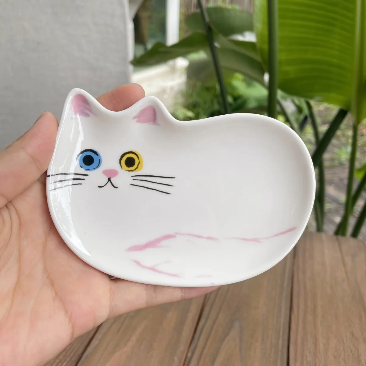 Ceramiczny dipek w kształcie kota - miseczka na sosy Ciemnoniebieski