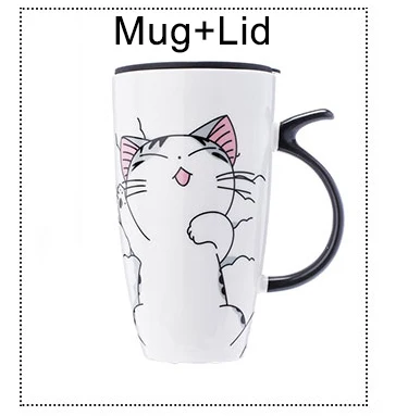Ceramiczny kubek z pokrywką i łyżeczką, 600 ml Brązowy