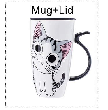 Ceramiczny kubek z pokrywką i łyżeczką, 600 ml Różowy