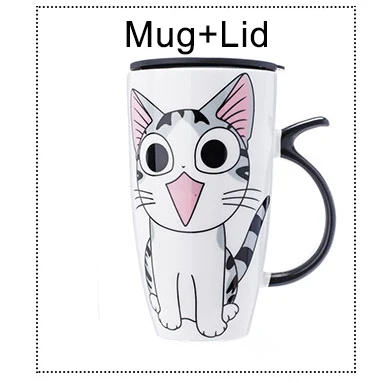 Ceramiczny kubek z pokrywką i łyżeczką, 600 ml żółty