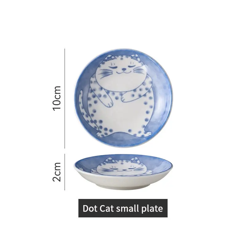 Ceramiczny talerz Lucky Cat - japoński talerzyk deserowy Brązowy