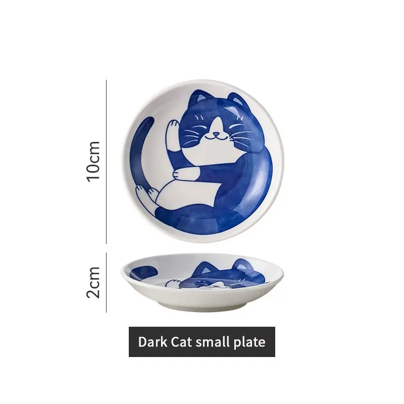 Ceramiczny talerz Lucky Cat - japoński talerzyk deserowy Czerwony