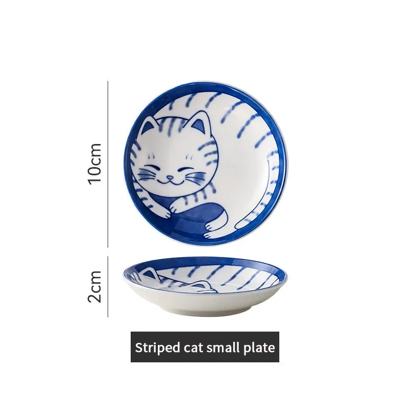 Ceramiczny talerz Lucky Cat - japoński talerzyk deserowy Srebrny