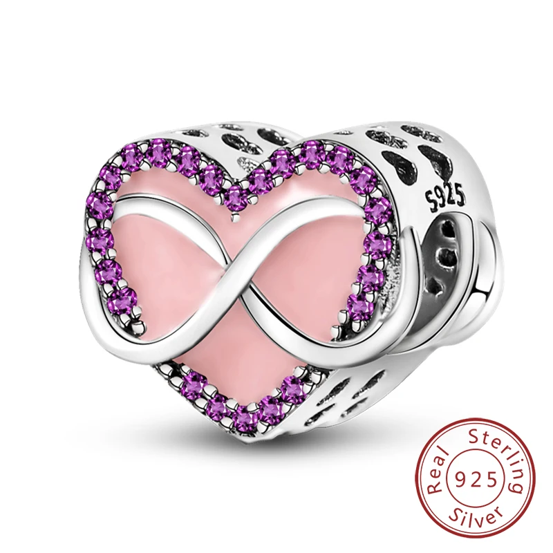 Charm serce ze srebra 925 – Family, Sister, Love Jasny róż