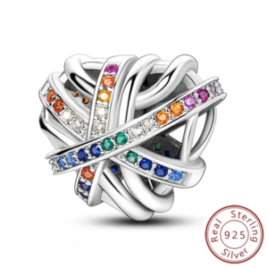 Charm serce ze srebra 925 – Family, Sister, Love śliwka
