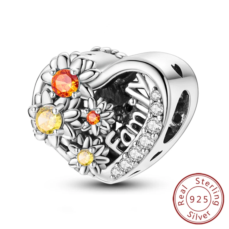 Charm serce ze srebra 925 – Family, Sister, Love Wielo