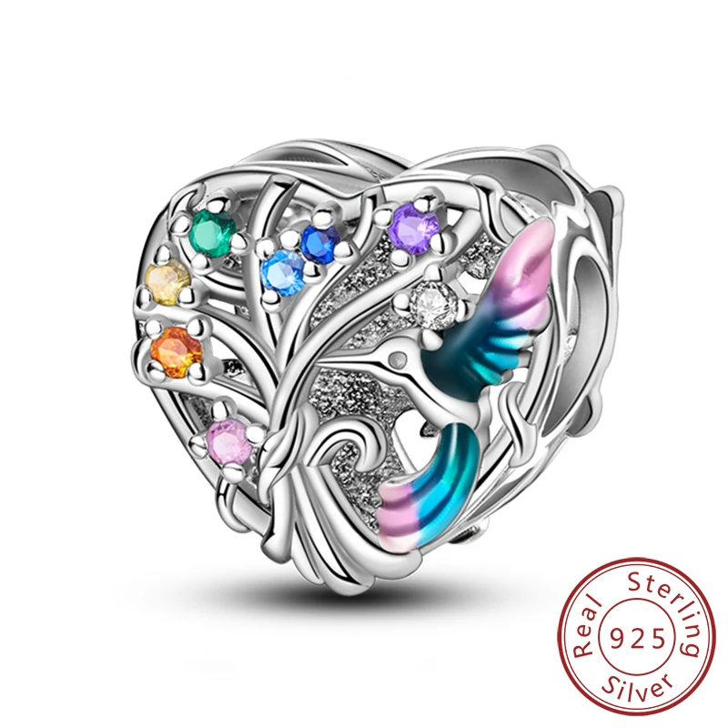 Charm serce ze srebra 925 – Family, Sister, Love Wielokolorowy
