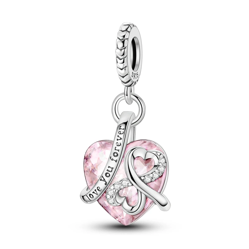 Charms 925 srebro różowa seria — zawieszki do bransoletki DIY Jasny blond
