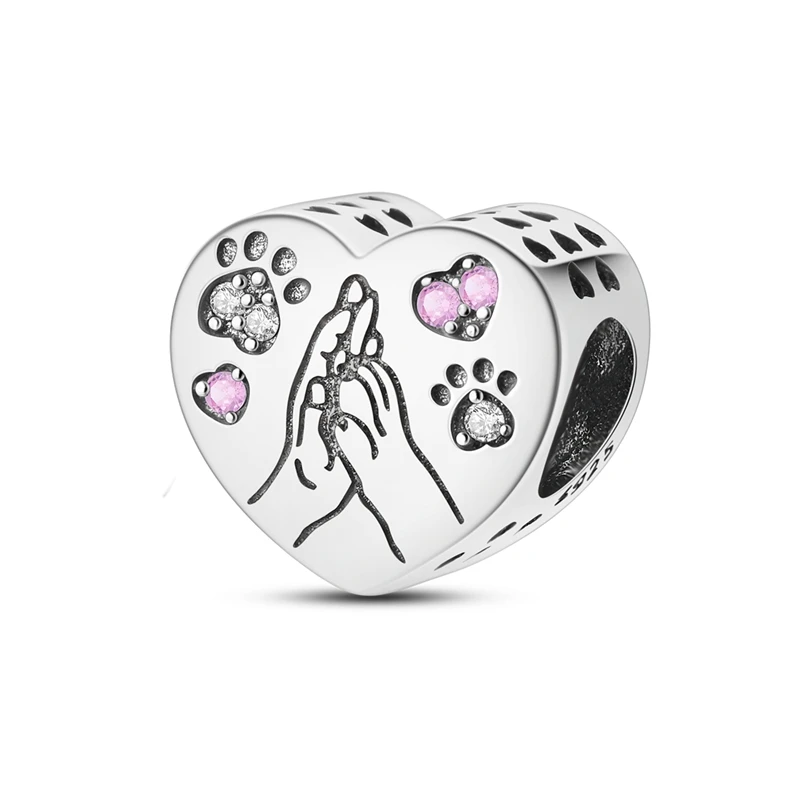 Charms 925 srebro różowa seria — zawieszki do bransoletki DIY Mięta