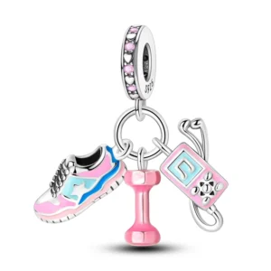 Charms 925 srebro różowa seria — zawieszki do bransoletki DIY średnio brązowy