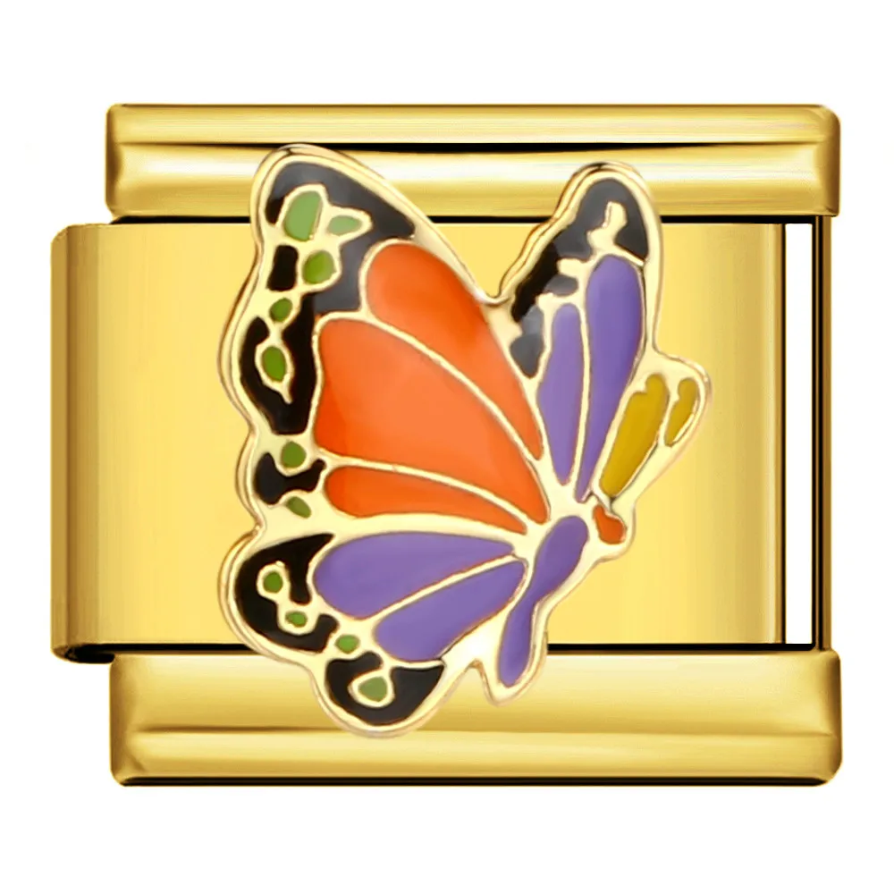 Charms do bransoletek stalowych — motyl, kot, samolot, kwiat 9 mm Niebieski