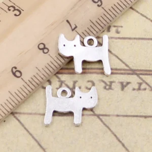 Charms dwustronne kot do biżuterii DIY - zestaw 30 zawieszek Antyczne posrebrzane