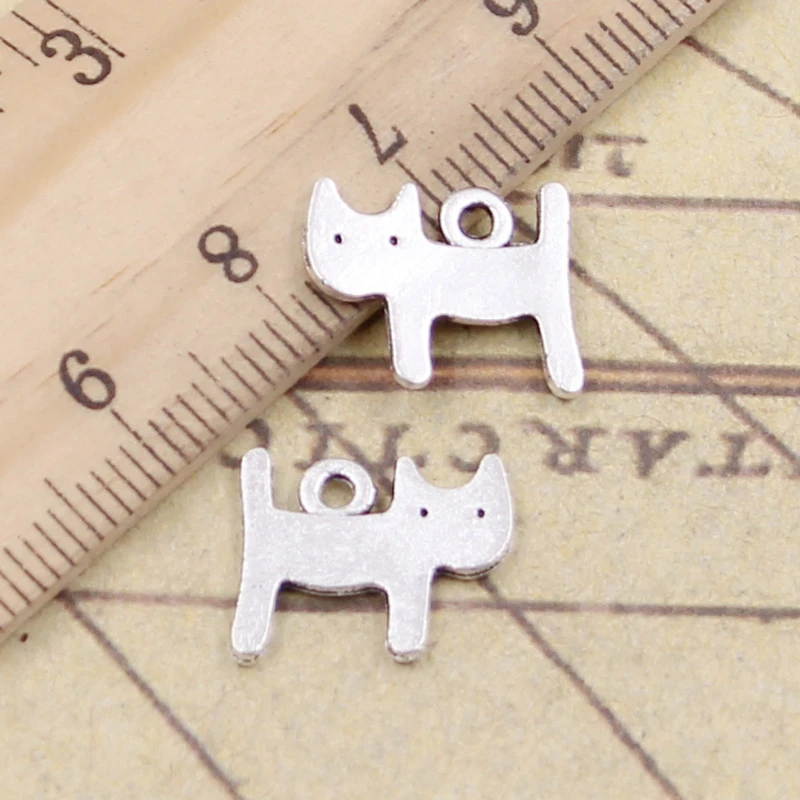 Charms dwustronne kot do biżuterii DIY - zestaw 30 zawieszek Antyczne posrebrzane