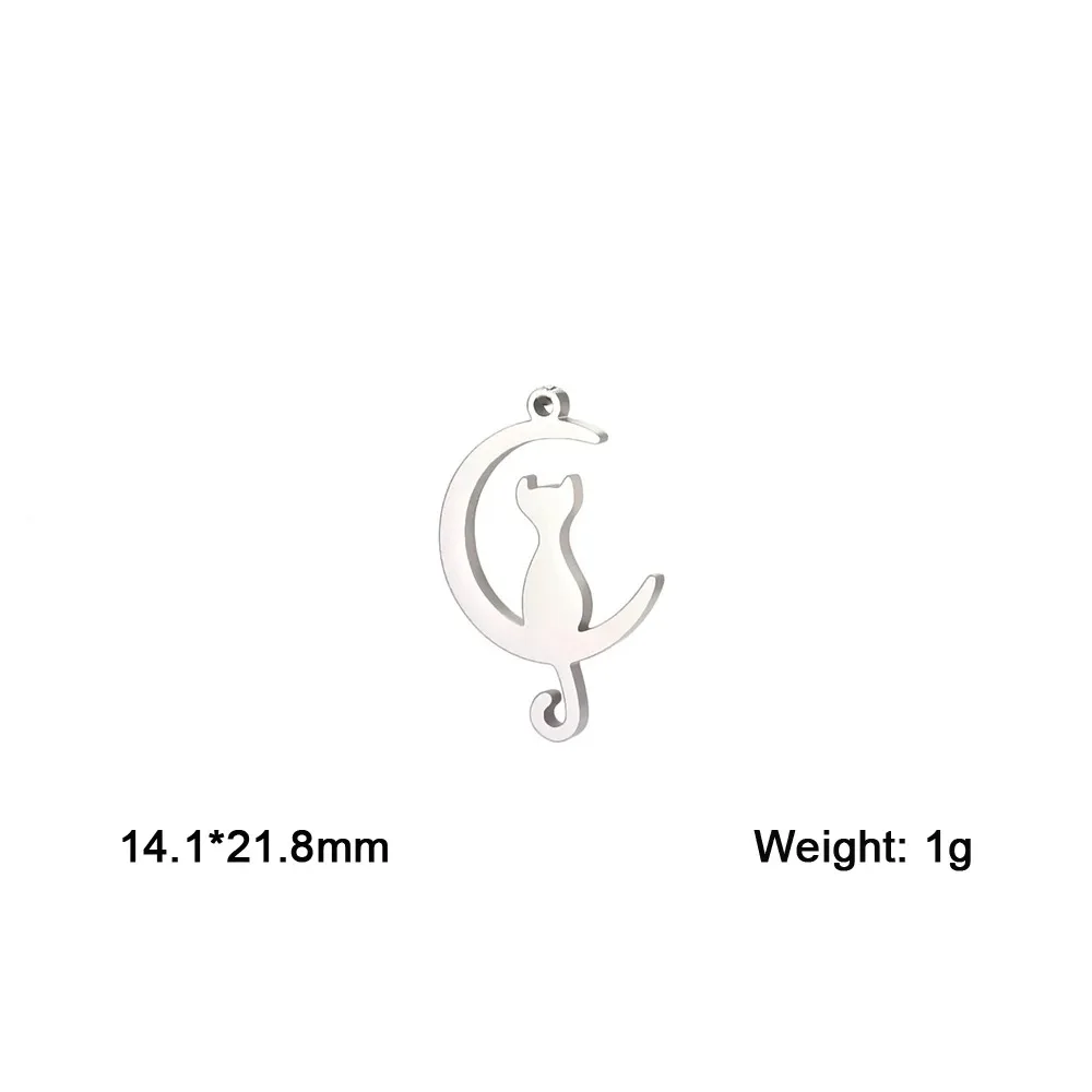 Charms faza księżyca i kot wisiorki ze stali nierdzewnej do biżuterii DIY Kolor czystego złota