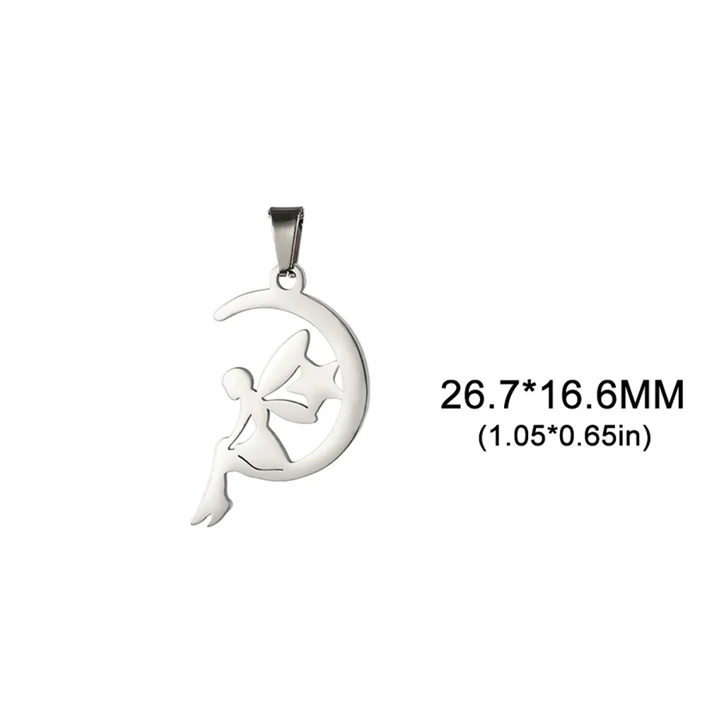 Charms faza księżyca i kot wisiorki ze stali nierdzewnej do biżuterii DIY Niebieski ocynkowany