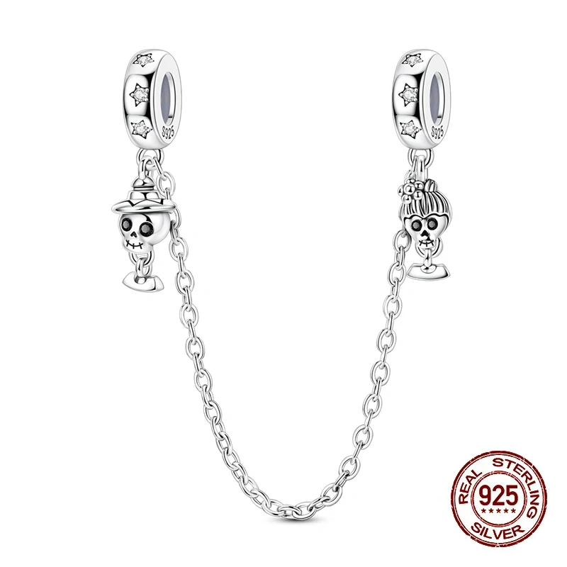 Charms koralik srebro 925 świecąca dynia i duch na Halloween Khaki