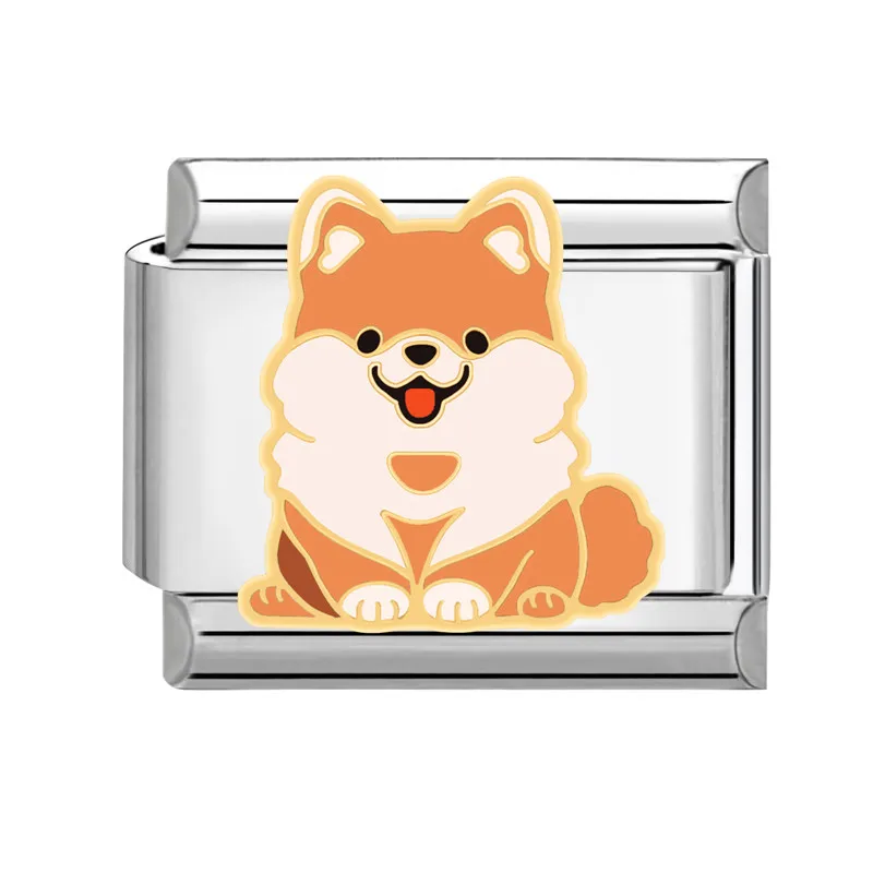 Charms kot i Shiba Inu na bransoletkę 9mm ze stali nierdzewnej S8