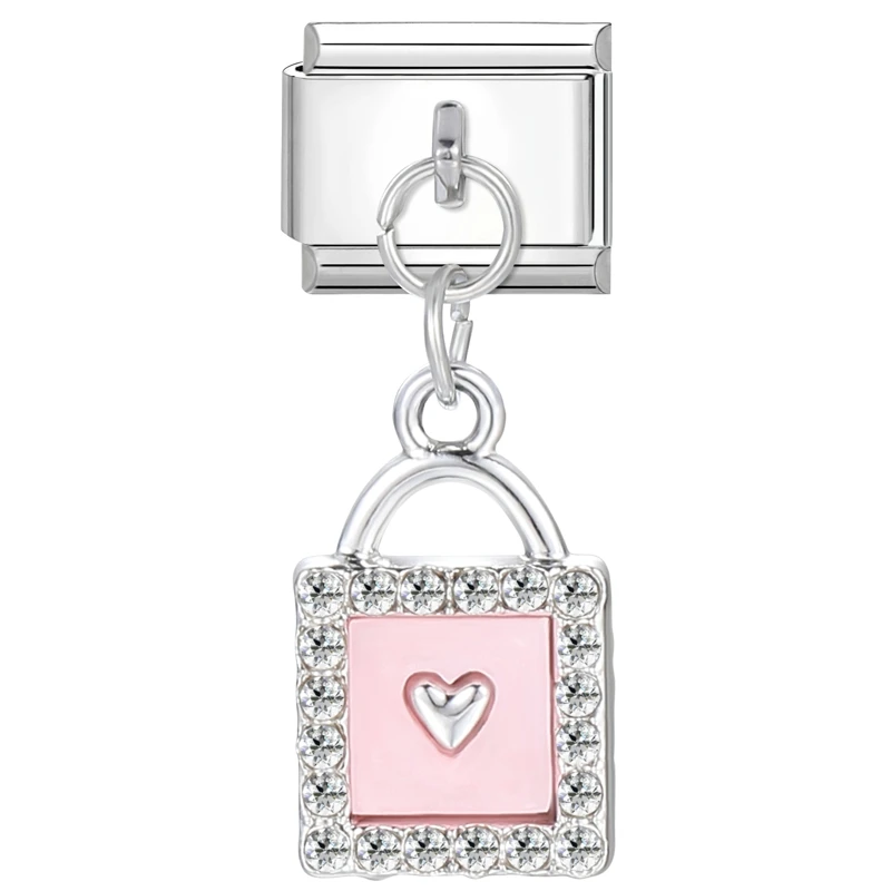 Charms kotek z niebieskimi oczami do bransoletki Różowy