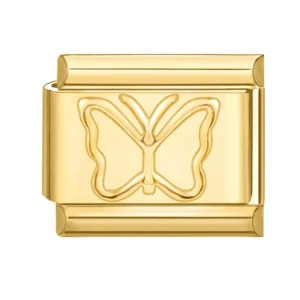 Charms z kotkiem i serduszkiem do bransoletki modularnej 9mm Kolor jasnożółtego złota