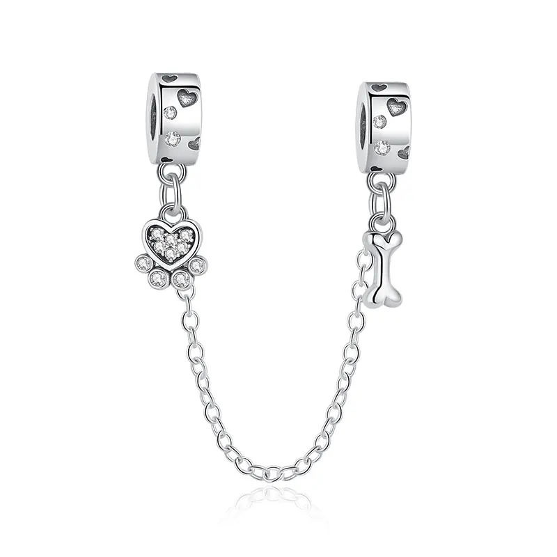 Charms łapa psa i kota srebro 925 do bransoletek i naszyjników Blady różowoszary