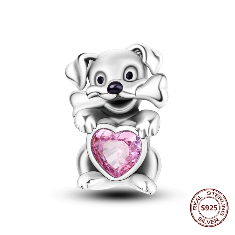 Charms łapka kota srebro 925 do bransoletek Brązowy