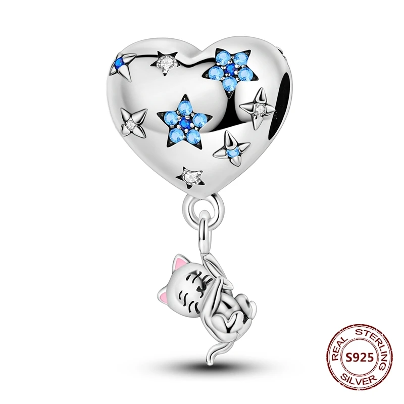 Charms łapka kota srebro 925 do bransoletek Jasny róż
