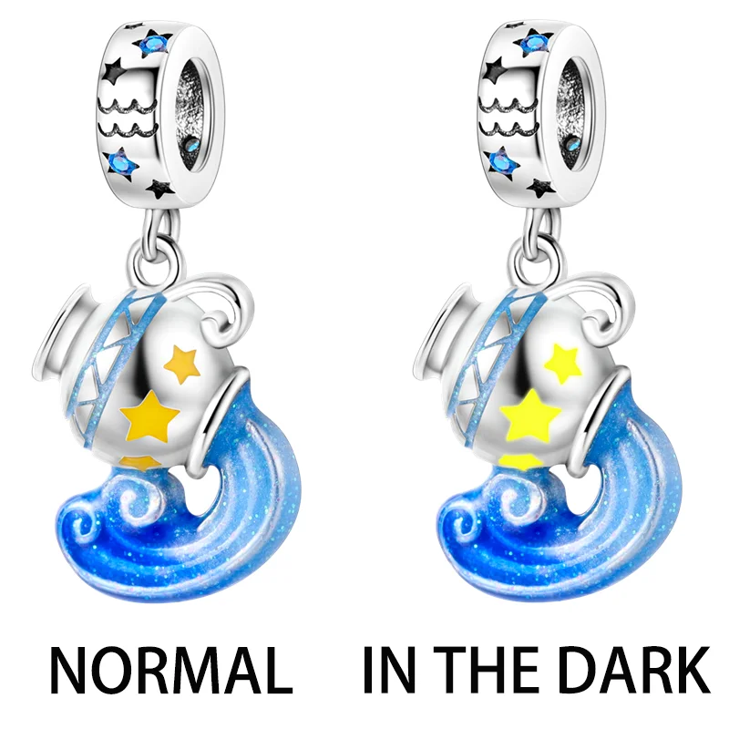 Zawieszki charms motyl, kot i serce - srebrny kolor 925, niebieska seria Ktc756 1