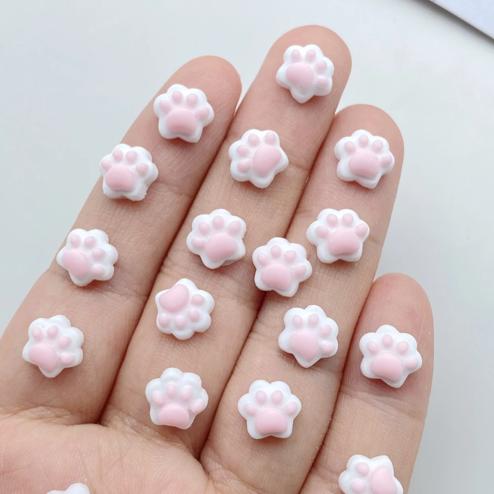Charms do nail artu z kotem — zestaw 50 żywicznych ozdób 3D Khaki